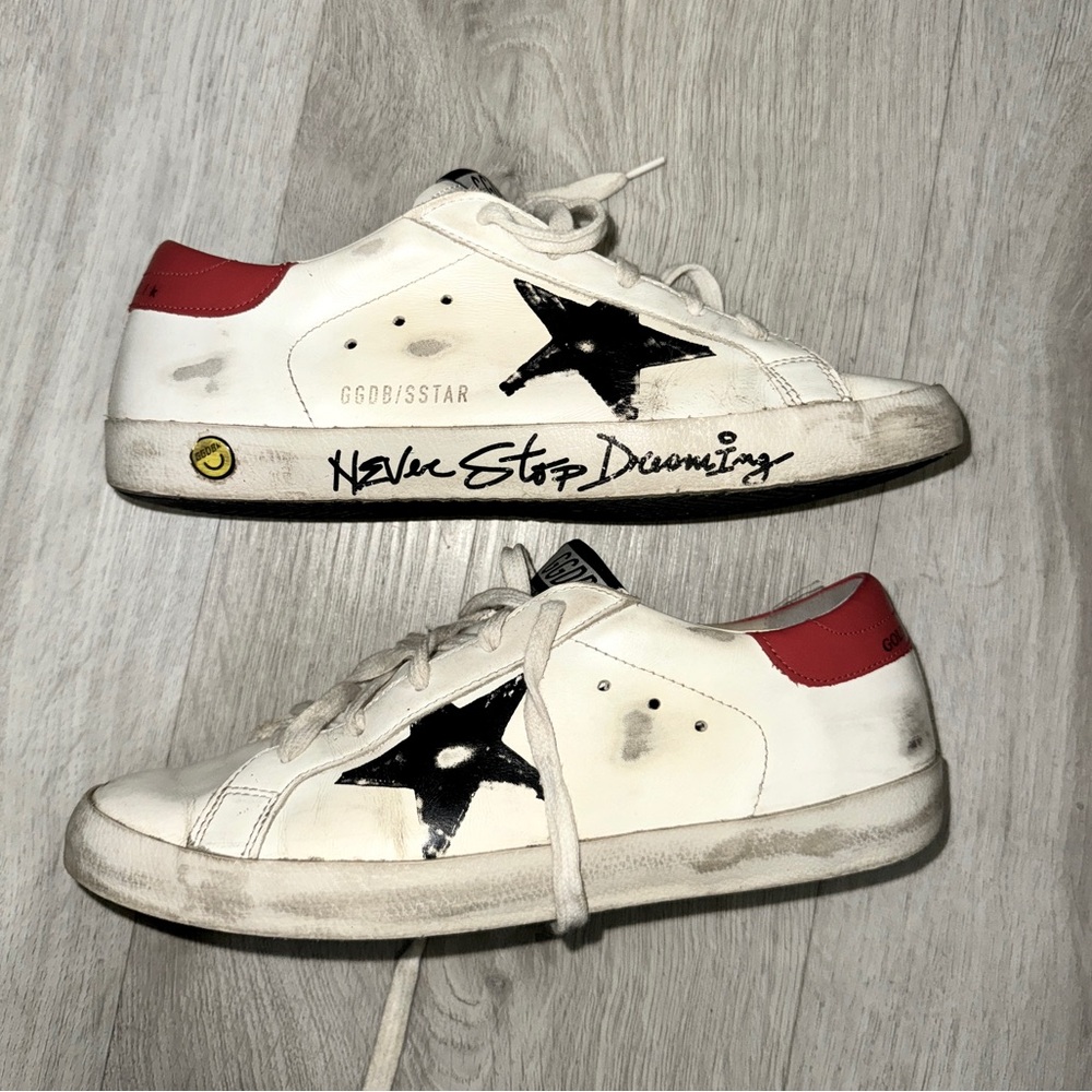 Golden Goose Women's Super-Star LTD in nappa with black star and red heel tab
